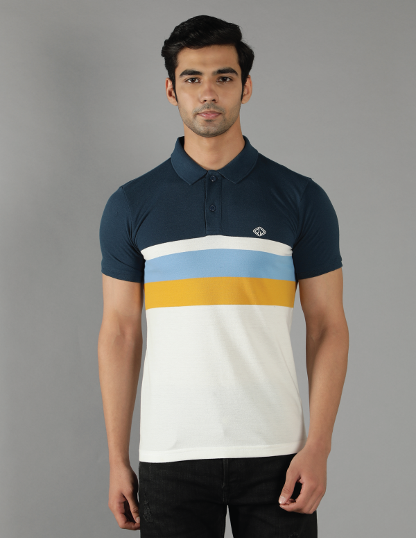 Men's Polo Neck Multicolor Cotton T-shirt