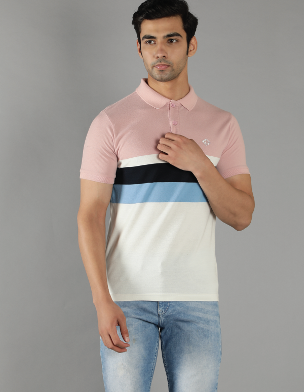 Men's Polo Neck Multicolor Cotton T-shirt